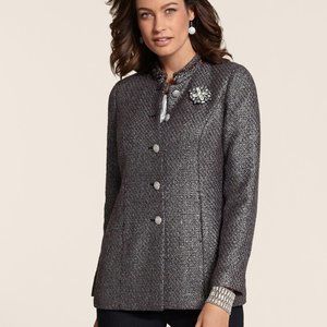 Chico's Metallic Tweed Silver Jacket Sz.1